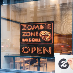 Zombie Zone Bar & Grill Open Sign Halloween