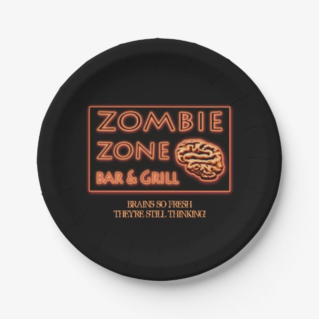 Zombie Zone Brains So Fresh They're Still Thinking Paper Plate (Front)