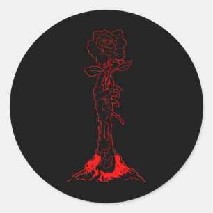 Zombiecore Aesthetic Zombie Hand Red Rose Skeleton Classic Round Sticker