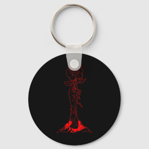 Zombiecore Aesthetic Zombie Hand Red Rose Skeleton Key Ring