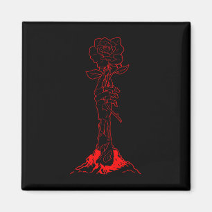 Zombiecore Aesthetic Zombie Hand Red Rose Skeleton Magnet