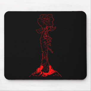 Zombiecore Aesthetic Zombie Hand Red Rose Skeleton Mouse Mat