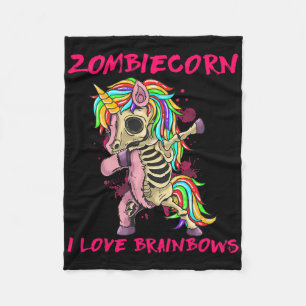 Zombiecorn I Love Brainbows Zombie Halloween Unico Fleece Blanket