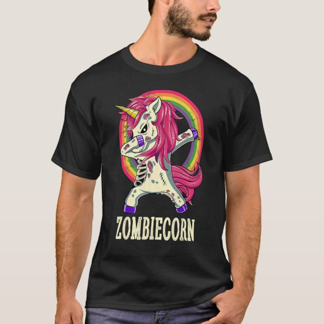   Zombiecorn Zombie Unicorn Dabbing Dance Hallowee T-Shirt (Front)