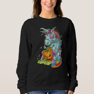 Zombiecorn Zombie Unicorn Halloween Costume Pumpki Sweatshirt
