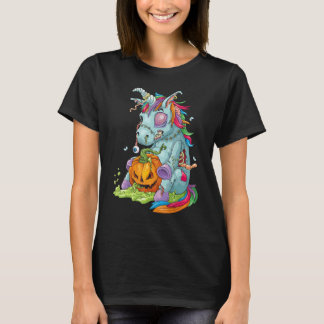 Zombiecorn Zombie Unicorn Halloween Costume Pumpki T-Shirt