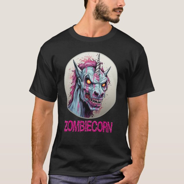 Zombiecorn Zombie Unicorn I Love Brainbows Punk Ha T-Shirt (Front)