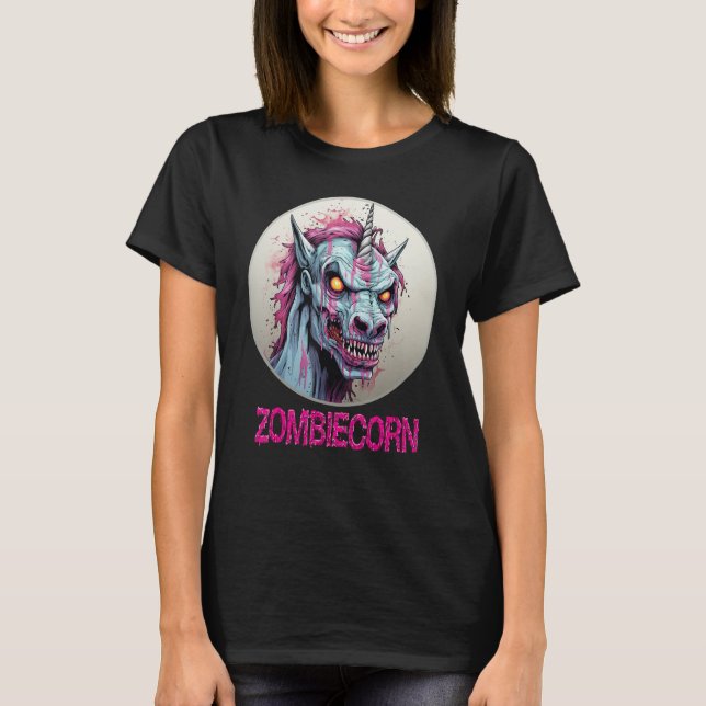 Zombiecorn Zombie Unicorn I Love Brainbows Punk Ha T-Shirt (Front)