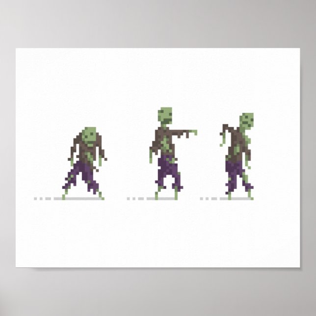 Zombies 8-Bit Pixel Art Poster (Front)