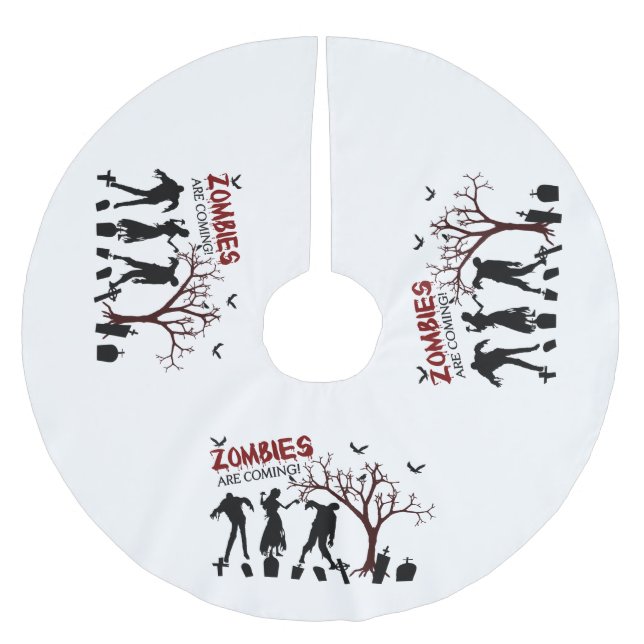 Zombies Are Coming Brushed Polyester Tree Skirt (Front)