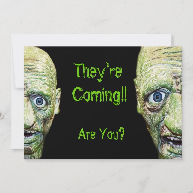 Zombies Are Coming Scary Halloween Double Sided Invitation (Front)