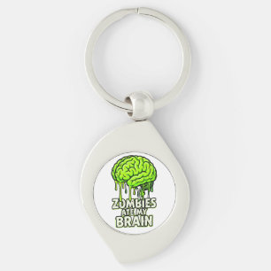 Zombies Ate My Brain" Funny Halloween Key Ring