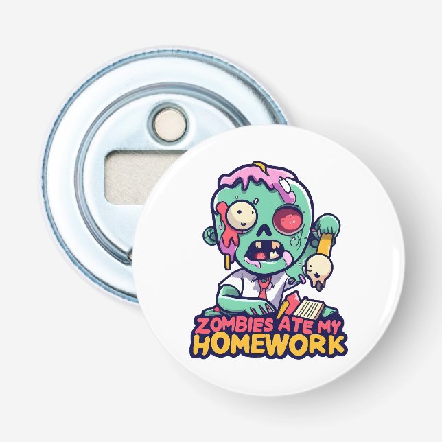 Zombies Ate My Homework Bottle Opener (Front)