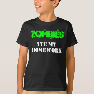"Zombies Ate My Homework" Living Dead Humour T-Shirt
