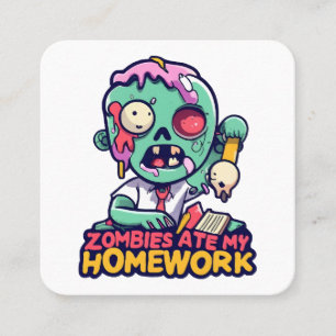 Zombies Ate My Homework Square Business Card