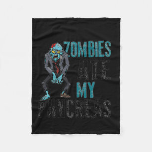 Zombies Ate My Pancreas Diabetes Awareness Hallowe Fleece Blanket