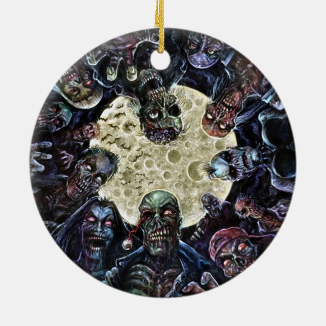 Zombies Attack (Zombie Horde) Ceramic Tree Decoration (Back)