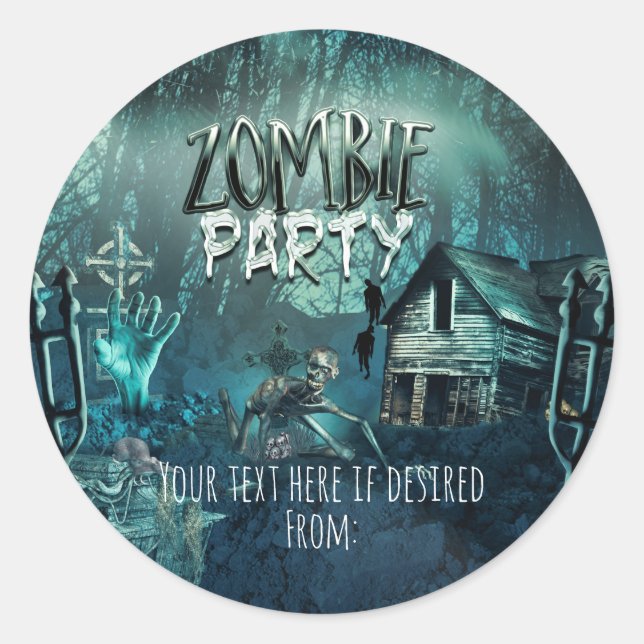 Zombies Birthday Party Fun Favour Classic Round Sticker (Front)