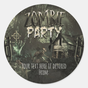 Zombies Birthday Party Fun Favour Classic Round Sticker