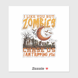 Zombies Chase Us Halloween Graveyard Crescent Moon