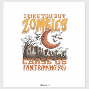 Zombies Chase Us Halloween Graveyard Crescent Moon