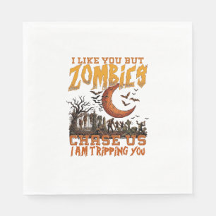 Zombies Chase Us Halloween Graveyard Crescent Moon Napkin