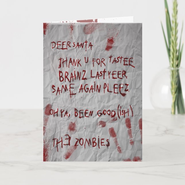 zombies christmas wish holiday card (Front)
