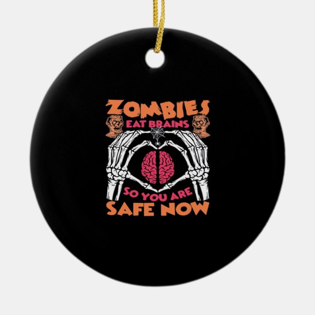 Zombies Eat Brains Classic Ceramic Tree Decoration (Front)