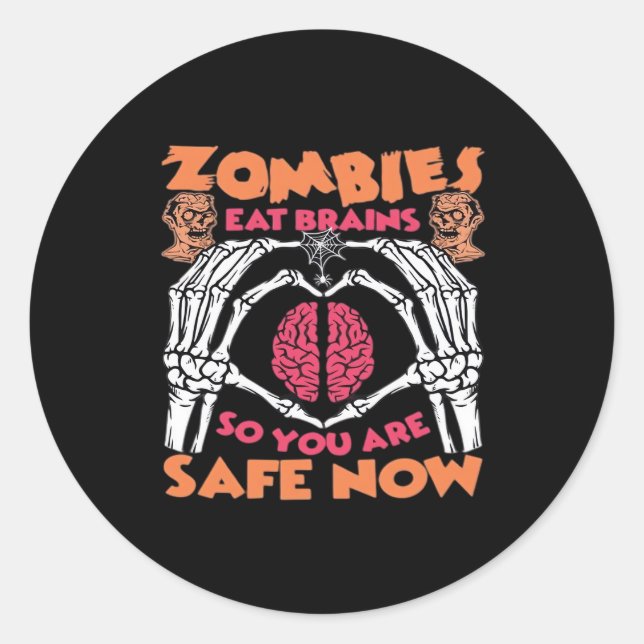 Zombies Eat Brains Classic Classic Round Sticker (Front)