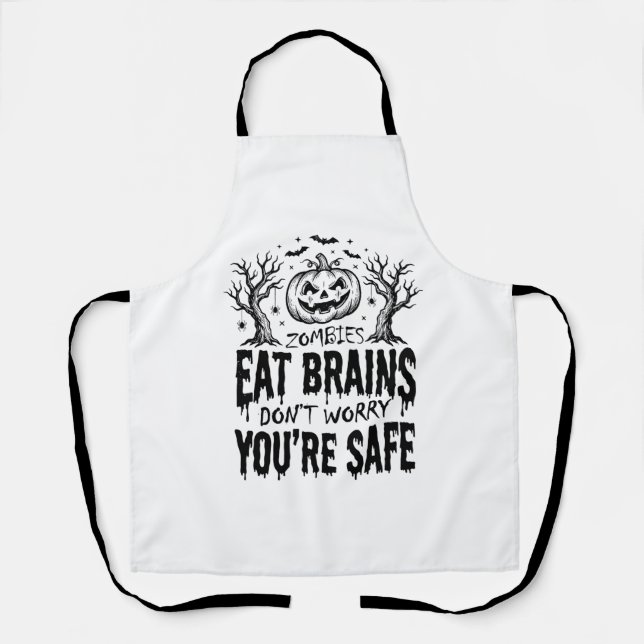Zombies Eat Brains Funny Halloween Vector Design_1 Apron (Front)