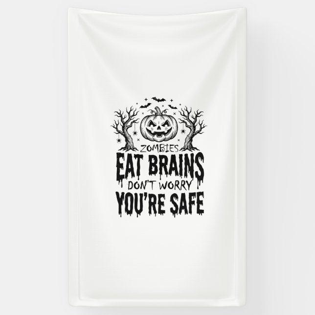 Zombies Eat Brains Funny Halloween Vector Design_1 Banner (Vertical)