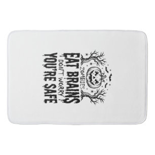 Zombies Eat Brains Funny Halloween Vector Design_1 Bath Mat