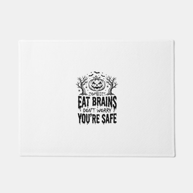 Zombies Eat Brains Funny Halloween Vector Design_1 Doormat (Front)