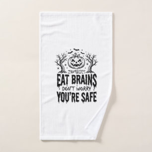 Zombies Eat Brains Funny Halloween Vector Design_1 Hand Towel