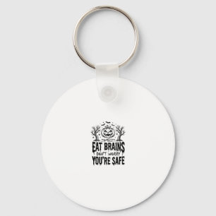 Zombies Eat Brains Funny Halloween Vector Design_1 Key Ring