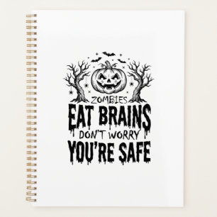 Zombies Eat Brains Funny Halloween Vector Design_1 Planner
