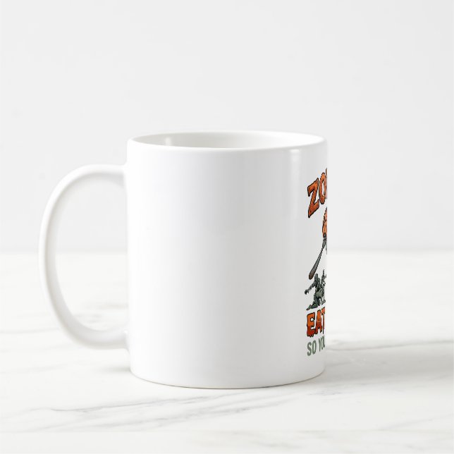 Zombies Eat Brains Halloween Brain Fork Knife_1 Coffee Mug (Left)