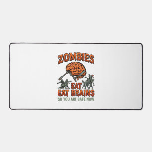 Zombies Eat Brains Halloween Brain Fork Knife_1 Desk Mat
