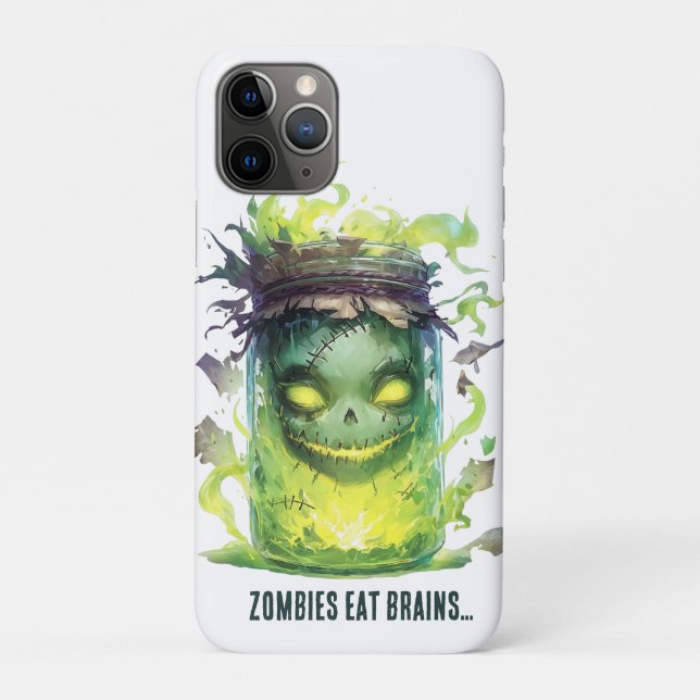Zombies eat brains. Spooky Halloween Jar with Glow Case-Mate iPhone Case (Back)