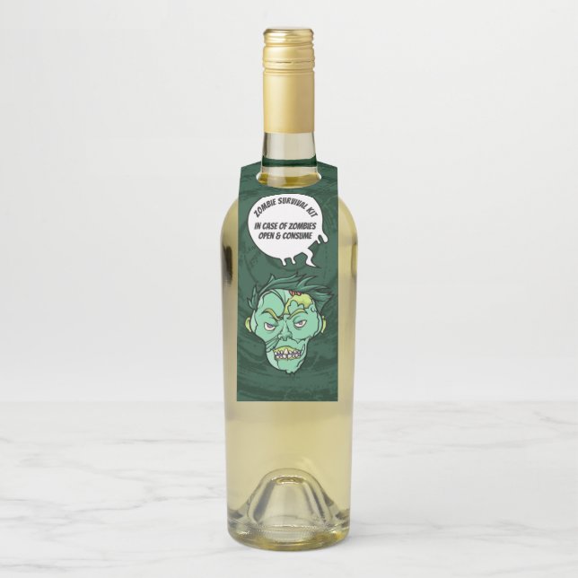 Zombies Funny Halloween Booze Survival Kit Bottle Tag (On Bottle)