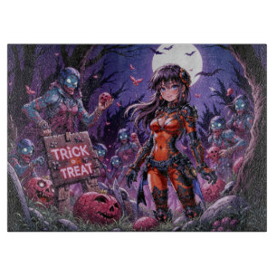 Zombies Hand-out Brains Halloween Trick or Treat Cutting Board
