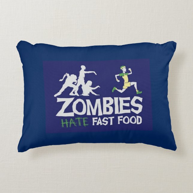 Zombies Hate Fast Food Decorative Cushion (Front)