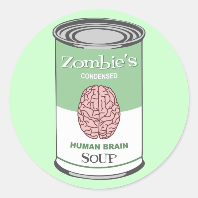 Zombie's Human Brain Soup Classic Round Sticker (Front)