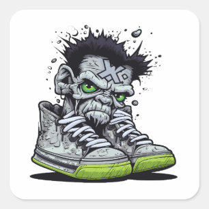 Zombie's illustration square sticker