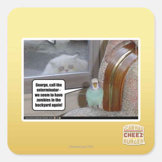 Zombies in the backyard square sticker (Front)