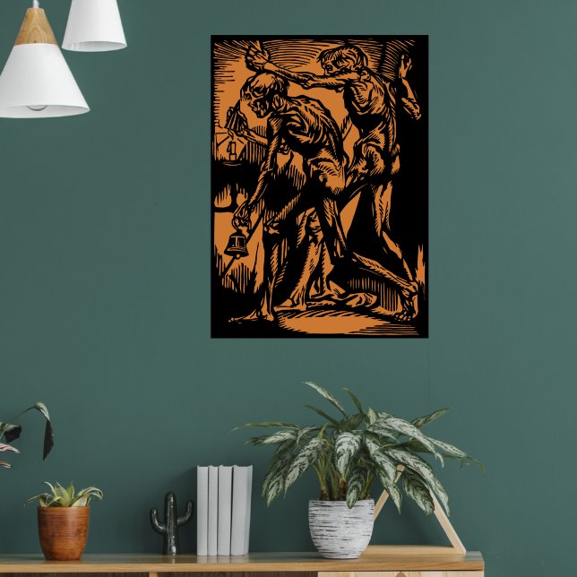 Zombies inside Halloween Jack-o'-Lantern Pumpkin Poster (Living Room 1)