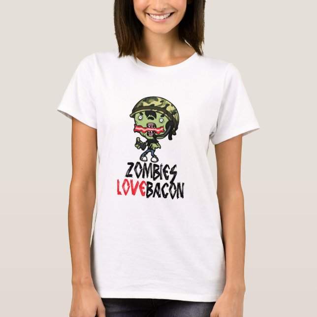 Zombies Love Bacon F Shirt White Basic (Front)