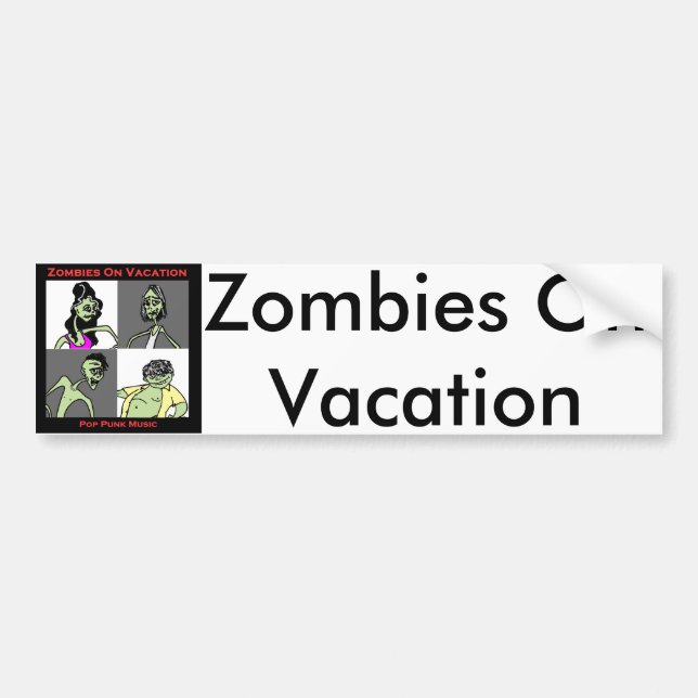 Zombies On Vacation - Four Faces Bumper Sticker (Front)