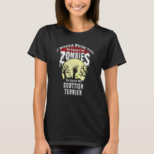 Zombies Scottish Terrier Spooky Halloween T-Shirt