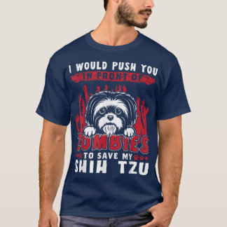 Zombies To Save My Shih Tzu Funny Halloween Dog  T-Shirt